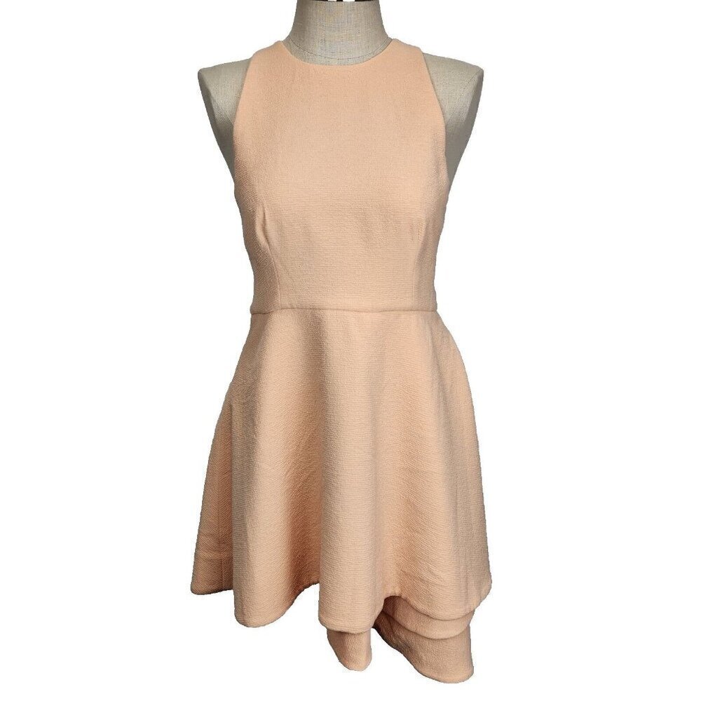 C/MEO Collective Fools Gold Dress L Peach Fit And Flare Mini‎ Sleeveless Party
